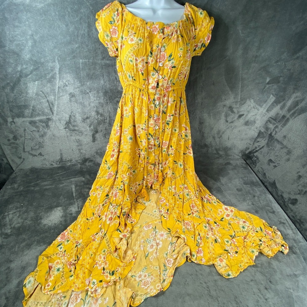 Abel The Label Maxi Dress Womens M Floral Cottagecore Center Slit Flowy Boho‎